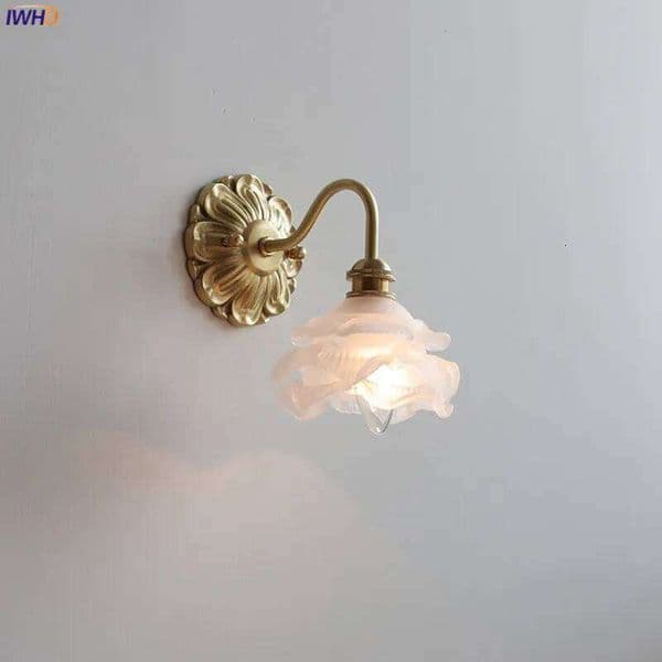 IWHD Frosted Glass LED Wall Light Switch Socket Home Decor Indoor Lighting Living Room Bedroom Beside Lamp Copper Lampara Pared 26H0129