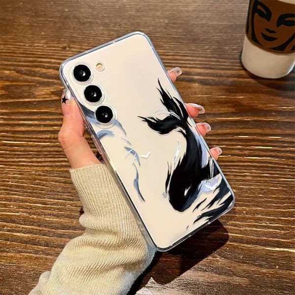 Chinese Ink Painting Killer Whale Clear Phone Case For Galaxy S24 S25 S23 S22 Ultra Plus Cover S25 S22 S23 S24 Shell ddmythur M260326
