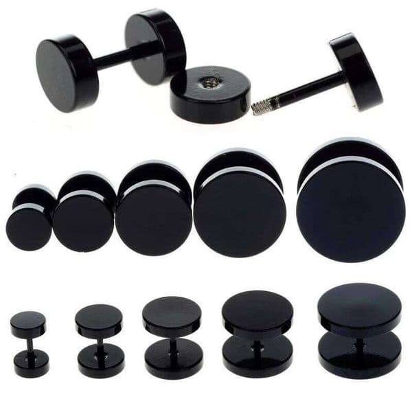 1 Pair Men's Stud Earrings Barbell Punk Gothic Stainless Steel Ear Studs for Women Men Street Pop Hip Hop Rock Earring 26W0129