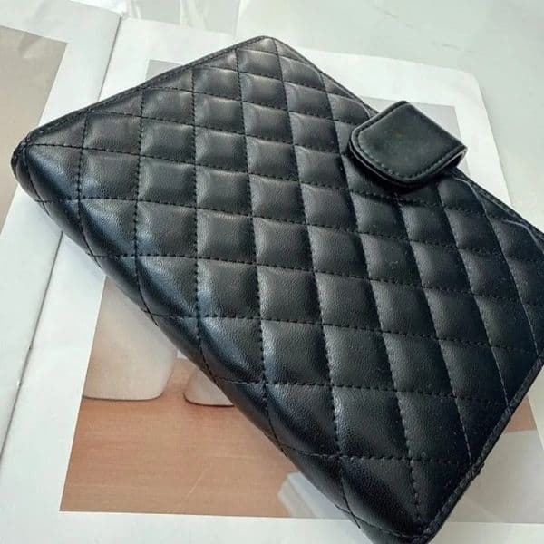 Classic Black Quilted Leather Notebooks with Ballpoint Pens - Elegant Writing Accessories Collection by Designers