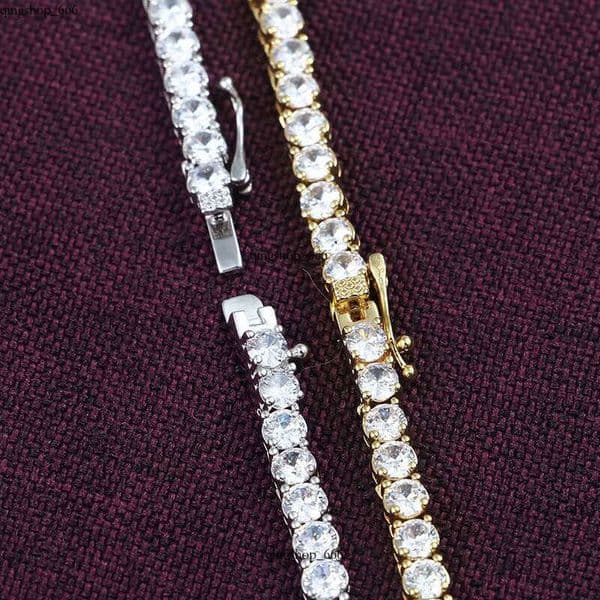 Men's Hip-Hop Tennis Chain for women Gold-Plated sterling silver Necklace 3mm/4mm/5mm Single necklace Row moissanite jewlery Iced Jewelry