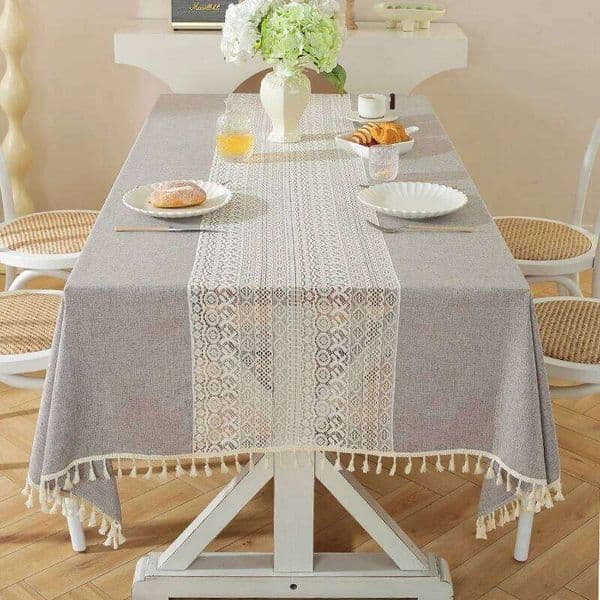 Minimalist Linen Hollow-out Tablecloth | Tea/Dining Table 26W0129