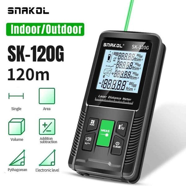 Snakol Tape Measure Red Green Laser Distance Meter High Accuracy Roulette Multiple Measurement Functions Electronic Ruler 26H0129