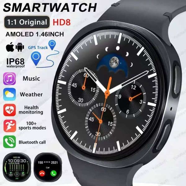2025 New Watch 8 Ultra GPS Track Smart Watches For Men Women Health Sport AMOLED Heart Rate Bluetooth Call Waterproof Smartwatch X260128