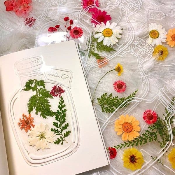 20-Pack Transparent Dried Flower Specimen Bookmarks Large Size Plant Bookmarks For Kids/Mother's Day Diy Gifts Spring Hiking/Camping Crafts Clear Jar Flower Page Clip