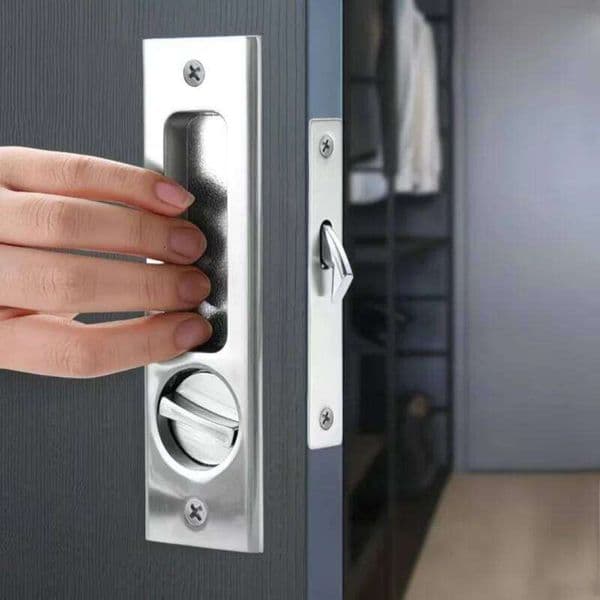 Invisible Balcony Wooden With Key Kitchen Bedroom Sliding Door Built-in Hook Lock 26Y0129