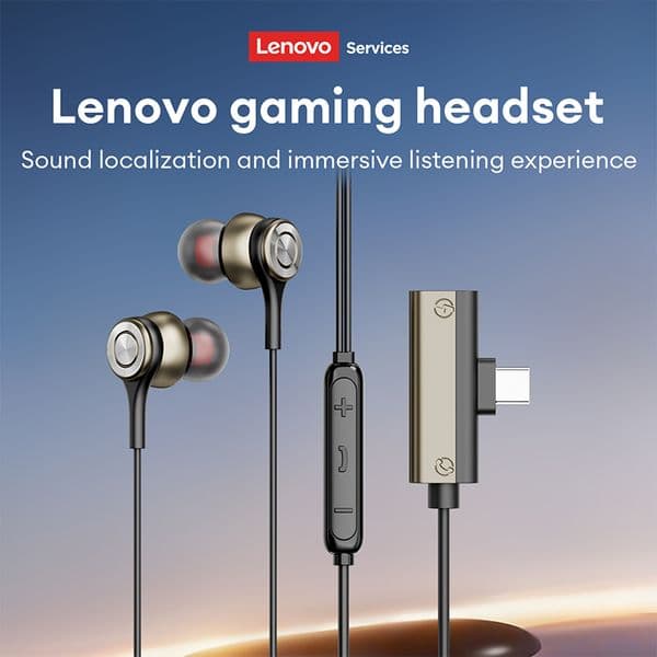 Lenovo Y110 Wired Earphones In-Ear 2-in-1 Type-C Headphones Gaming Noise-Canceling Headset Hi-Fi Sound Quality Music Earbuds