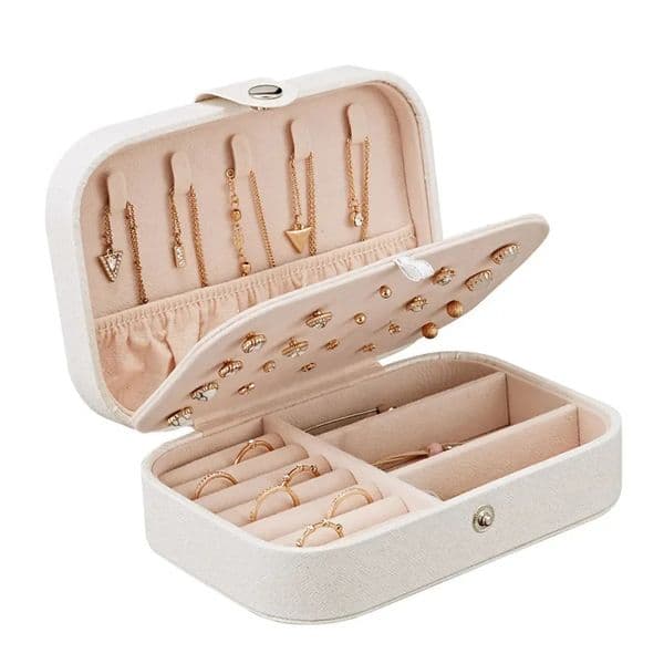 Portable Jewelry Box Organizer Display Travel Case Boxes Button Leather Storage Zipper Jewelers Joyero 260127