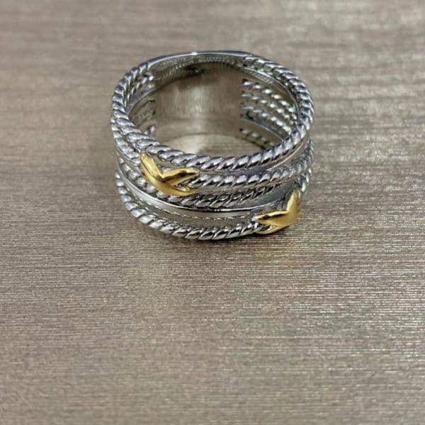 Mens Designer Ring For Womens Double X Twist Ring Vintage Cross Ring Jewelry