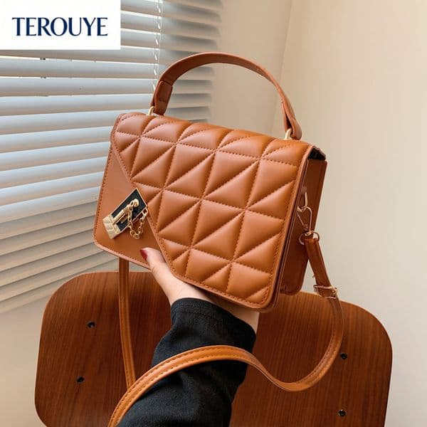 TEROUYE Autumn and winter new minimalist design women's shoulder bag Korean fashion style quilted trendy diamond grid design handbag luxury