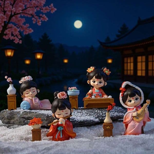 Chinese Style National Color Song Four Seasons Design Desktop Resin Craft Creative Cute Ornament yizhixing