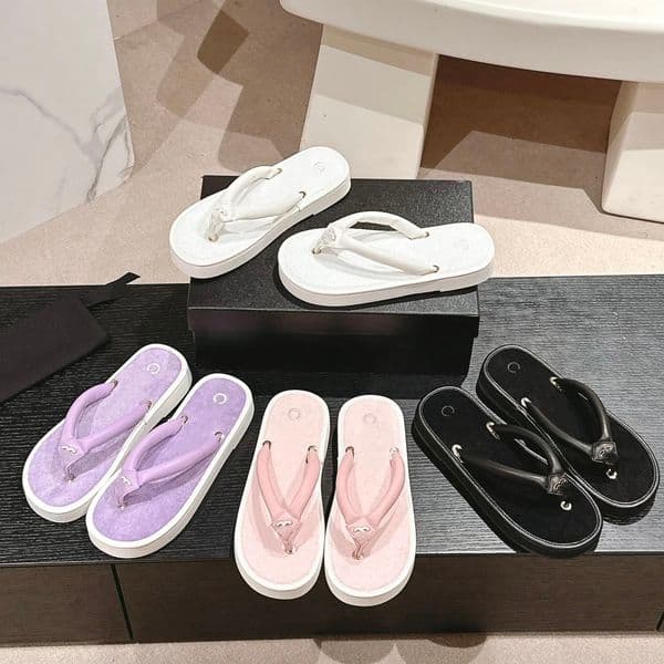 Flat Sandals Mule Shoe dermis Shoes Woman Ladies Summer Customized high-end velour Flip Flops Slippers