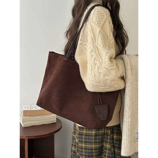 CGCBAG Vintage Suede Luxury Tote Bags For Women Brand Designers Shoulder Bag Simple Commuting Lage Capacity Female Handbags