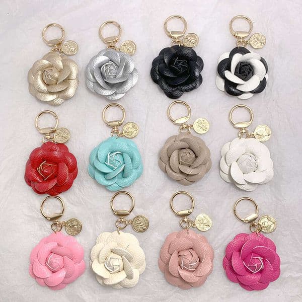 2026 New New Fashion Leather Camellia Pendant Cute Floral Backpack Keyring Charm Accessory Women's Gift Toy Zwj Free Shipping E