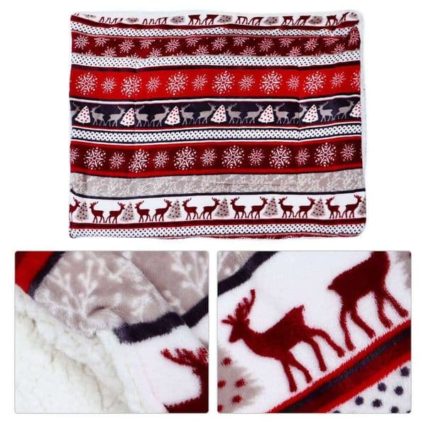 Christmas Blanket For Dogs Cats Flannel Thickened Bed Mat Soft Warm Sleeping Pad Indoor Car Use Easy Clean Pet Cushion 26W01130