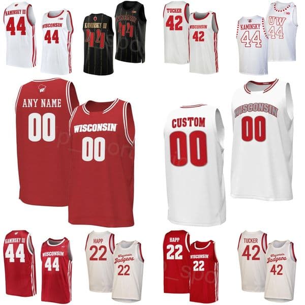 Print University Basketball 42 Alando Tucker Jersey College 22 Ethan Happ 10 Nigel Hayes 24 Bronson Koenig 44 Frank Kaminsky 15 Sam Dekker Child Women Mens WB