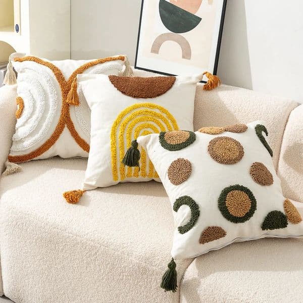 45x45cm BohemianStyle Tufted Pillowcase Cojines Velvet Canvas Embroidery Tassel Throw Pillow Cover Headboard Cushion Covers 260122BJ