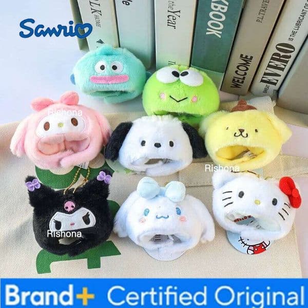 Sanrio Cute Head Cover Pendant Kuromi Kitty Keychain Kawaii Cartoon Doll Accessories Toy Backpack Ornaments Girl Small Gift H260130