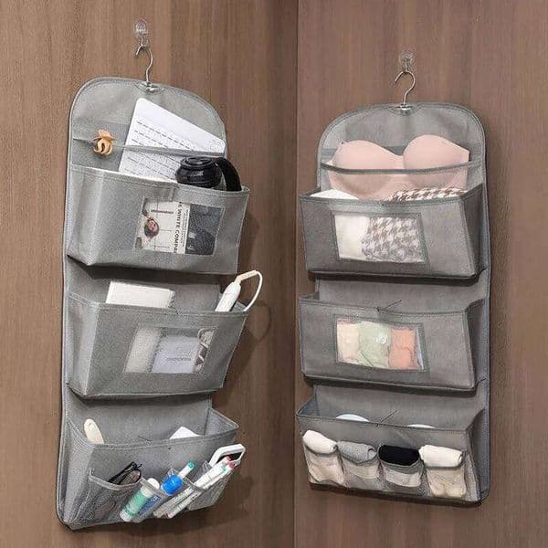 3-Tier Hanging Storage Organizer - Non-Woven Door Back Wall Mounted Bag for Underwear Socks, -Pocket Closet Divider 26W0130