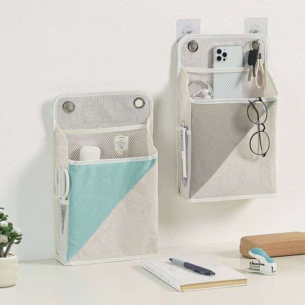 1PCS Hanging Dorm Room Dormitory Organiser Mounted Wall Fabric Desktop Storage Bag 26W0130
