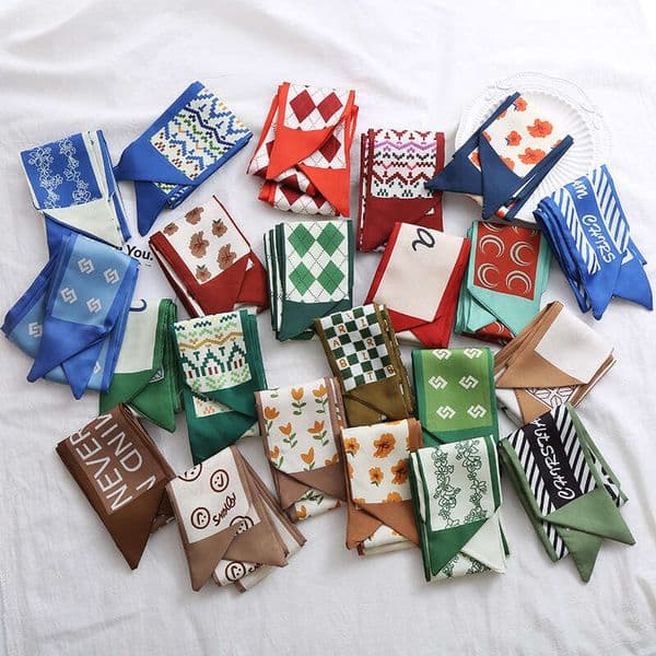 Korean Style Narrow Printed Multi-purpose Hairband Bag Tie Belt Fresh Multi-color Scarf Soft Ribbon