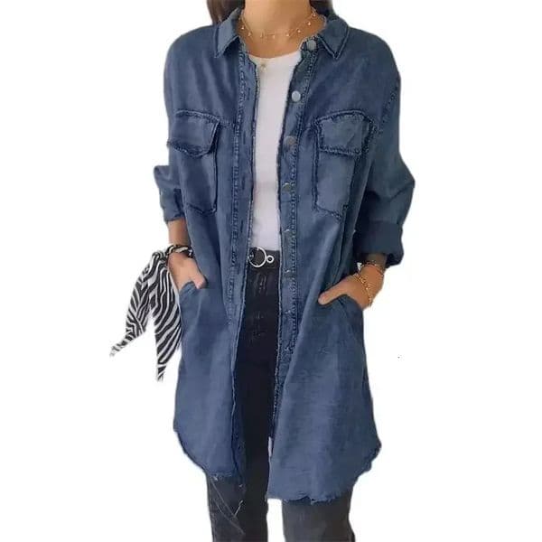 Spring Autumn Longsleeve Denim Outerwear Women Multi Pocket Singlebreasted Cardigan Long Jacket Female Vintage Casual Coat 260120