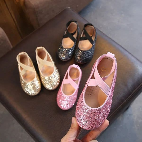 2025 Girls Ballet Flats Dance Party Girls Shoes Fashion Crystal Shoes Bling Princess Performnce 5-12 Years Kids Shoes CSH1173 260124