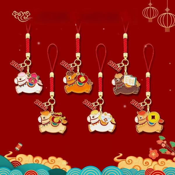 Keychain Bag Charm 2026 Year of the Horse Lucky Metal Pendant Auspicious Fortune Car Key Ring Purse Decor New Year Gift for Women Men