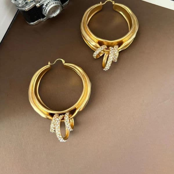 Designer Good Quality Real 18K Gold Brass Teeth Stamp Schiaparelli Hook Earrings Jewelry EH2343