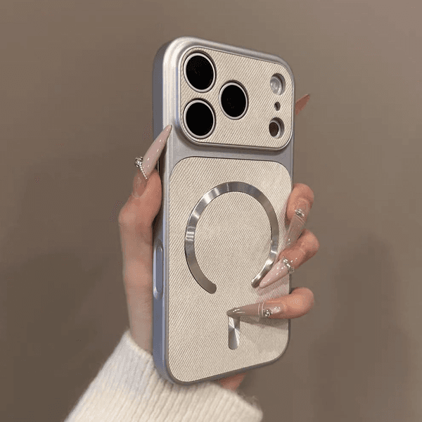 Luxury Cowboy Fabric For Magsafe Magnetic Phone Case For iPhone 17 16 15 14 13 12 Pro Max Instantly Turn 17 Large Window Cover