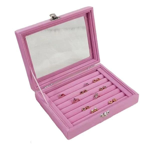 1PC Jewelry Storage Box Wholesale Home Display with Covered Necklace Ring Organizer 260128BJ