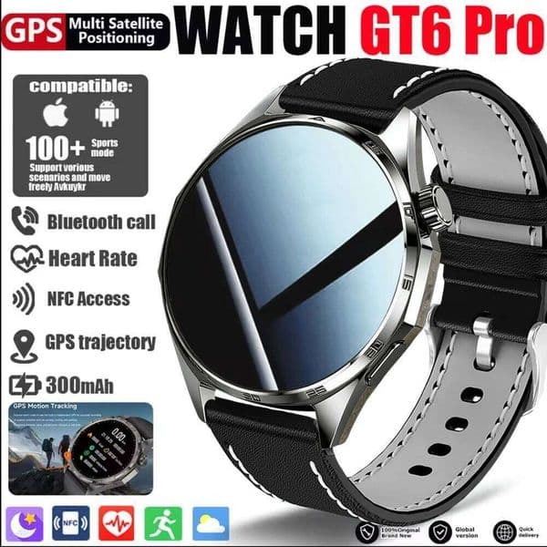 NFC Call Smart AOMLED HD Screen Rotation Button Fitness Tracker IP68 Waterproof SmartWatch Men Watch GT6 PRO Z260129
