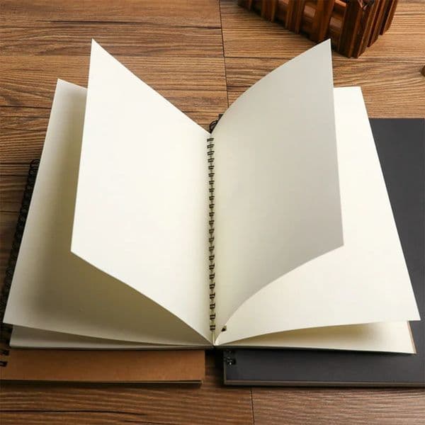 A5/A6 Spiral Sketchbook Blank Notebook 50 Sheets Kraft Paper Hardcover for Students Graffiti/Painting School Stationery Supplies 260128