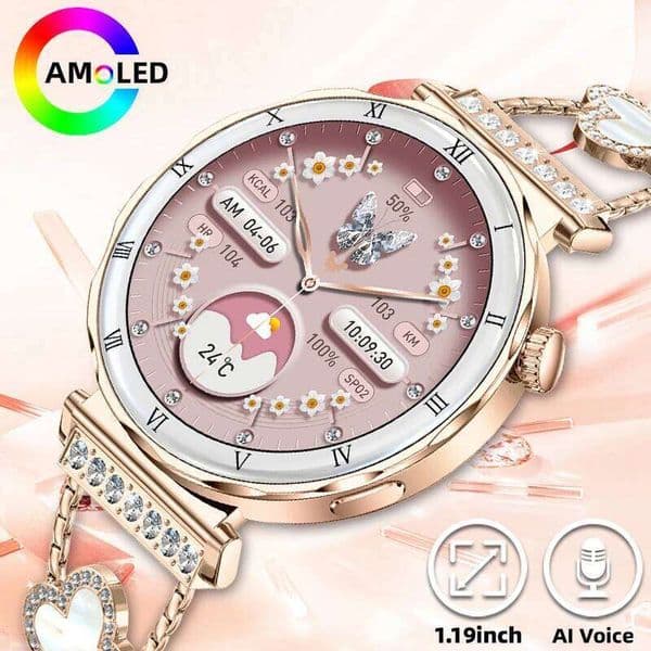 2025 New Fashion Smart Watch Women AMOLED Screen Call Watches Custom Dials Female Health Music Sport Ladies Smartwatch Z260129