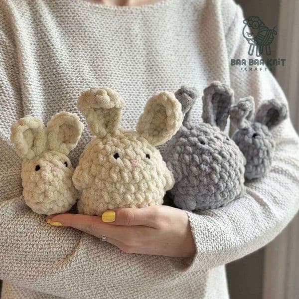Trendy Cute Rabbit Knitted Crochet Animal Plush Totoro Export Doll Yarn Handmade Finished Product No Need to Make