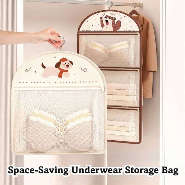 1/2/3Layer Underwear Storage Hanger -layer Socks with Zipper Durable Foldable Clothing Hanging Bag 26W0130