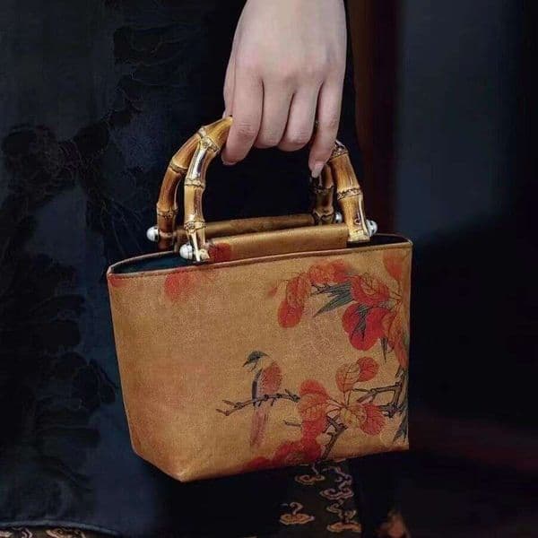 New Arrivals Silk Knot Cheongsam New Chinese Style Retro Hanfu Bamboo Handle Handbag For Women IN Evergwish
