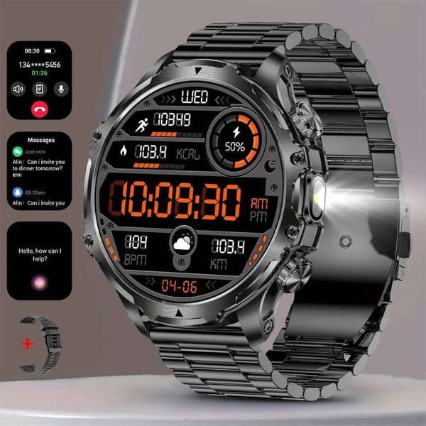 MEVADEN 1.8" Large Screen Call Smart Watch Men Sports Outdoor Flashlight 700mAh Health Monitor Smartwatch for Man Male Z260129