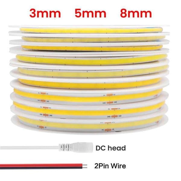 DC5V 12V COB 3MM 5MM 8MM 320LEDs/m FOB Light Bar 3000K 4000K 6000K Flexible Ribbon Rope Cob LED Strip Linear Lighting 26L0130