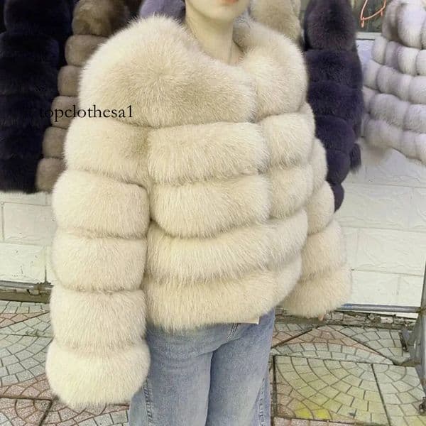 26ss QUEENTINA Fox Fur Coat Real Winter Women'S Fashion Brown 2025 Leather And Skin Clothing Natural New In Coats & Jackets Outerwear Artificial fur coat