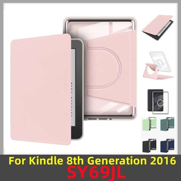 PU Leather Clear Case for Kindle 8th Generation 2016 Release SY69JL Ebook Smart Rotating Transparent Acrylic Back Magnetic Cover H260131