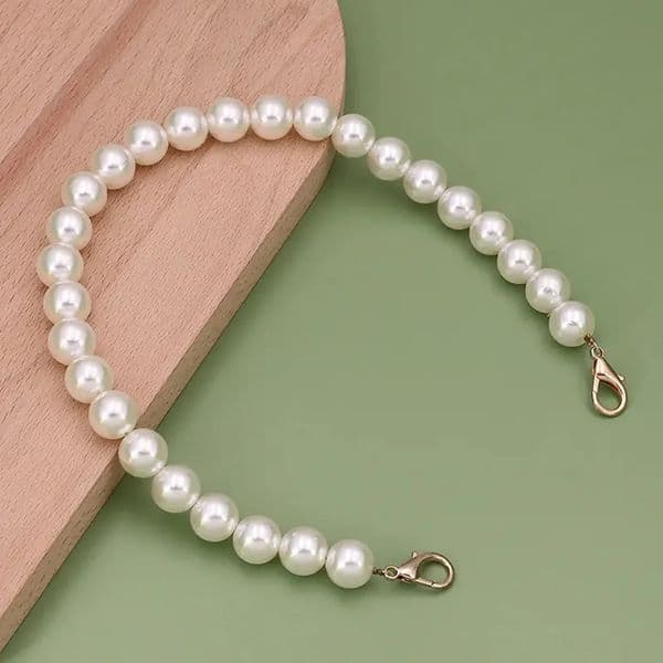 1 Pcs Pearl Purse Chain Strap Pearl Bag Chains Decorations White12mm Pearl Bead Bag Chain Short Strap 260128
