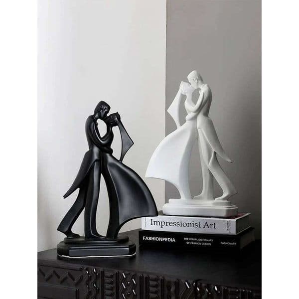 Resin Black Lovers Couple Sculpture Abstract Art Dancing Men Crafts Countertop Ornaments 26H0131