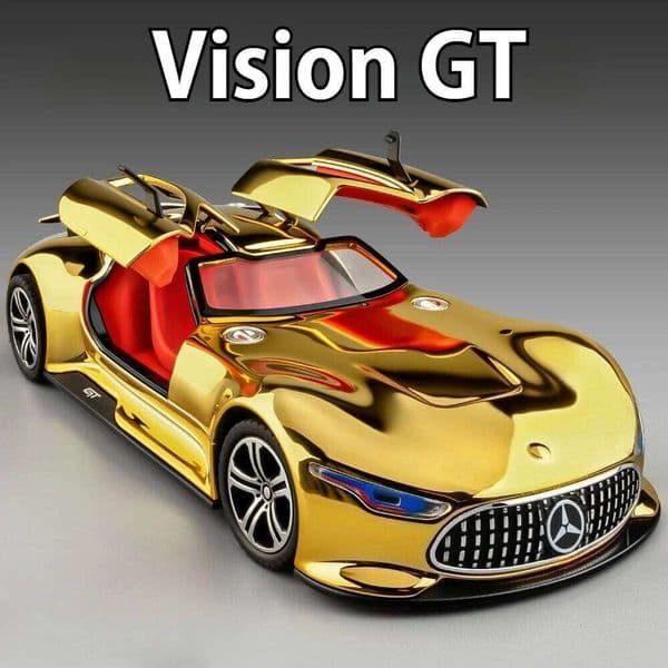 1:24 Vision GT 300SL Sports Car Model Diecast Alloy Toys Sound Light Pull Back Doors Opened Miniature Vehices Toddler Kids Gifts Y260130