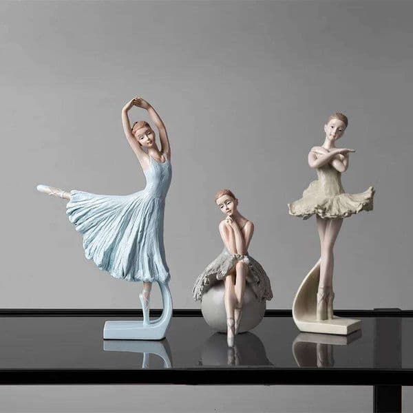 Elegant Ballerina Resin Figurines Ballet Dancer Girl Ornament Desktop Statue Model Home Office Study Miniatures Decor Craft Gift 26H0131