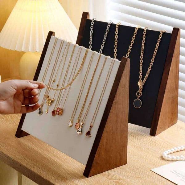 Wooden Design Sloping High-end Stand Counter Jewelry Display Equipment Necklace Storage 26W0131