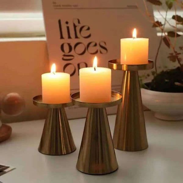 Nordic Metal Holders 3pcs Valentine's Day Wedding Candle Holder Desktop Christmas Room Decoration Reusable Y260131