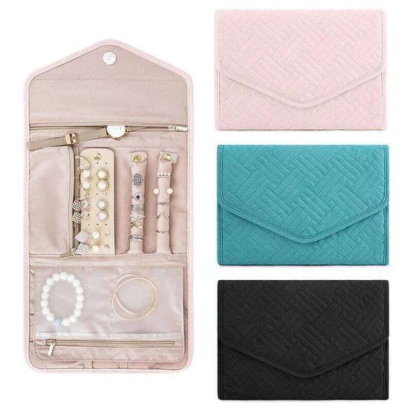 Foldable Fashion Portable Bag, Large Women's Travel Jewelry Roll, Necklace Earring Ring Jewellery Display Storage Bag 26W0131