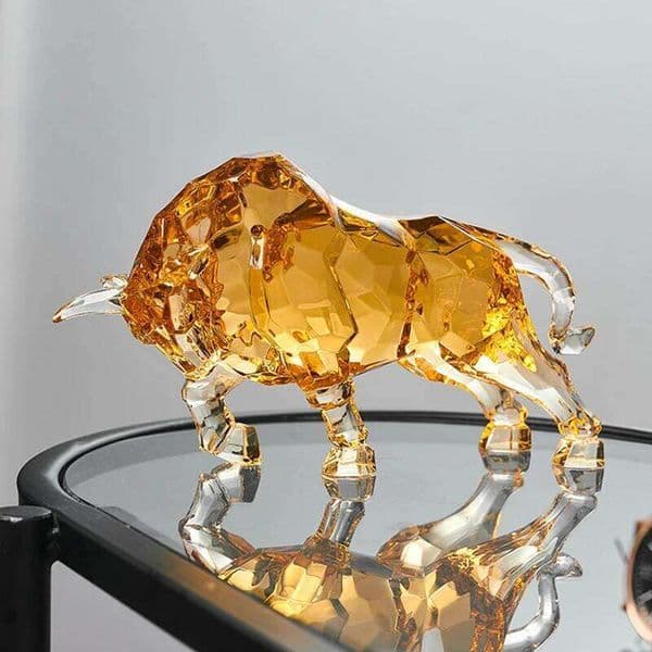 Decor Animal Ox Sculpture Ornaments Acrylic Crystal Crafts Statue Living Room Office Desktop Decoration Nordic Artwork Gift 26H0131