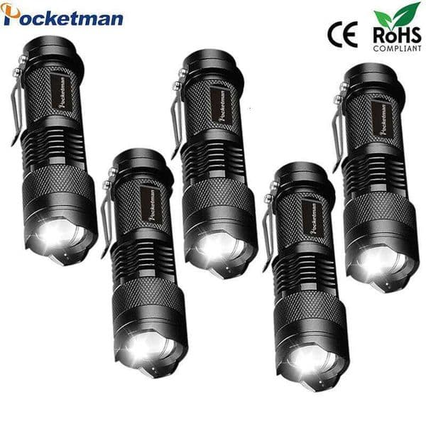 5 PCS Mini Brightest Led Flashlight Tactical Flashlights Powerful LED Torch Zoomable Flashlamp Powered by AA batteries or 14500 H260131